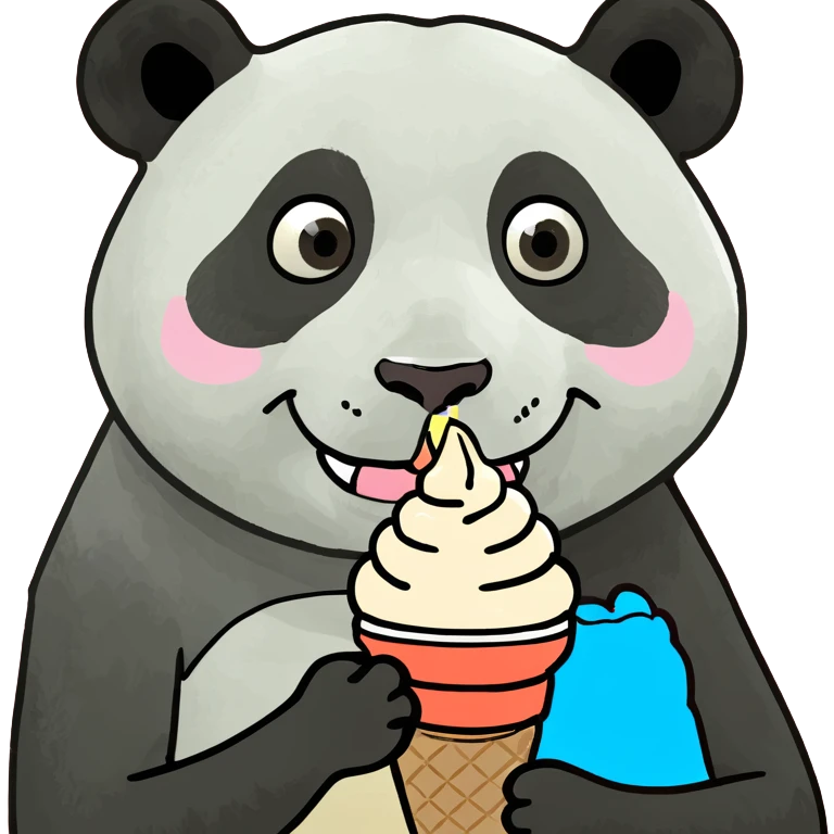 Panda eating ice cream emoji