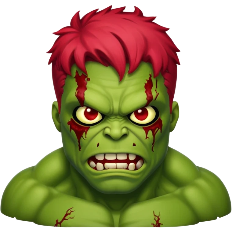 Zombie hulk with red hairface emoji