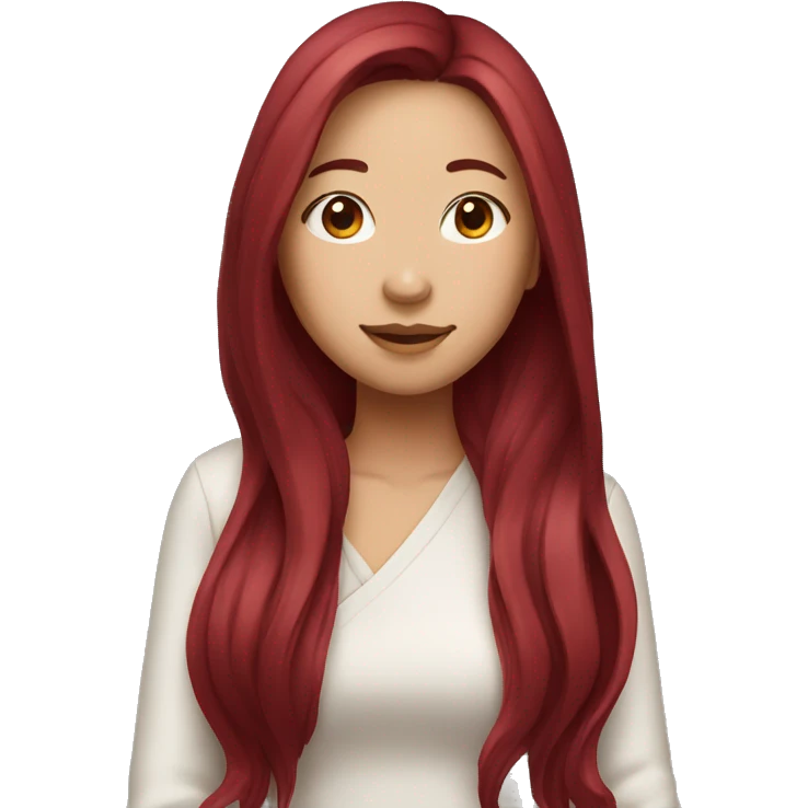 asian girl with long wine red hair  emoji