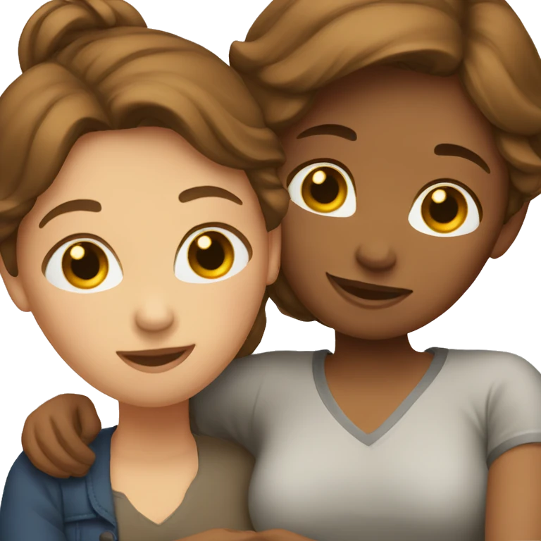 2 brown haired women hugging  emoji