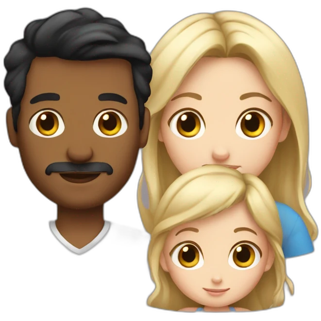 bronde mum, black haired dad, blonde daughter, black haired newborn boy emoji