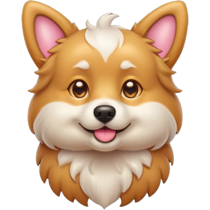 Cinematic Cute Domestic Dog Portrait Emoji, Head tilted playfully and inquisitively, with a delightfully fluffy, friendly build and a characteristically charming face featuring a soft snout and perky ears, accentuated by a glossy coat and round, sparkling eyes full of mischief, Simplified yet irresistibly adorable features, highly detailed, glowing with a warm, friendly glow, high shine, affectionate and lively, stylized with a touch of whimsical cuteness, soft glowing outline, capturing the essence of a mischievous yet loving dog that feels like it could bound out of the screen into your arms! emoji