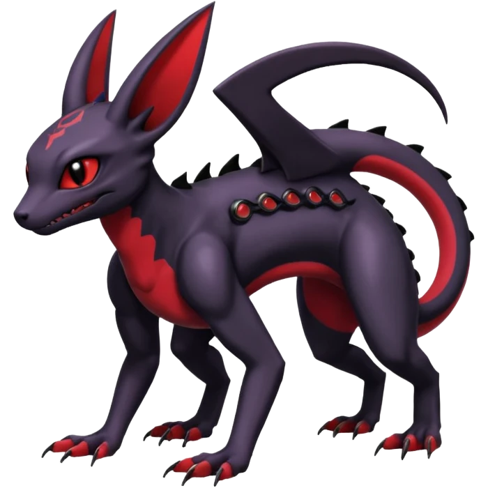 Gothic Edgy Badass Cool Genesect-Umbreon-Salandit-Fakémon-hybrid-creature (full body)  emoji