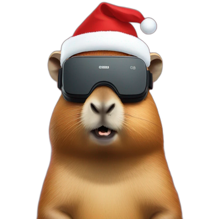 full body capybara in vr headset christmas emoji