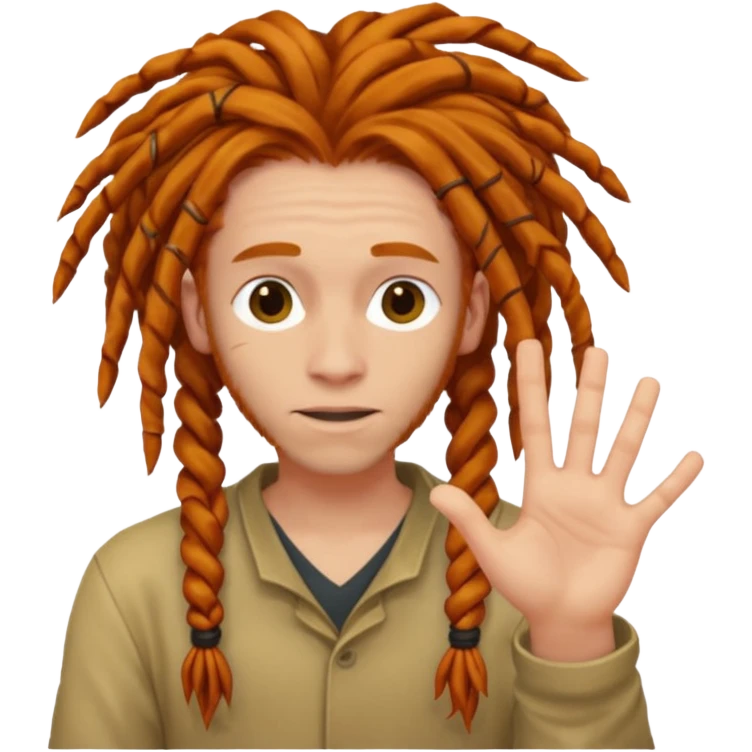 Ginger dreads twirling dread around finger emoji