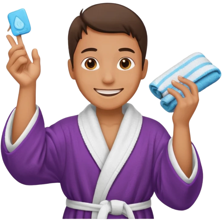 can you use this same emoji but change only the emotion to happy and giving a tip, keep the towels and robe emoji