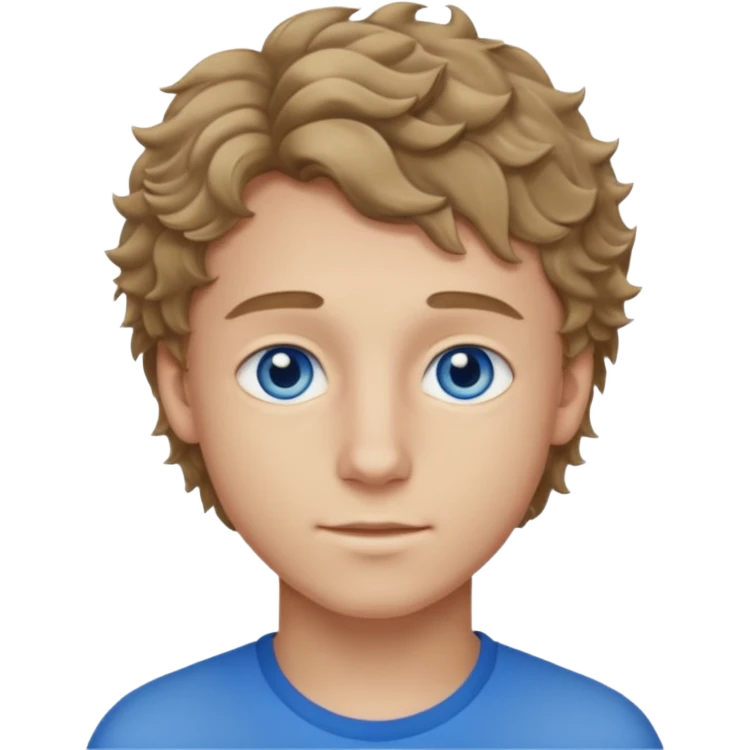 20 year old boy with slightly curly dark blonde hair and blue eyes  emoji