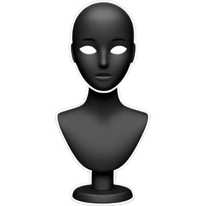 Minimalistic flat vector icon, iOS style, thin black contour on white background. Matte black mannequin in front of in 3D monochrome style. skulpt emoji