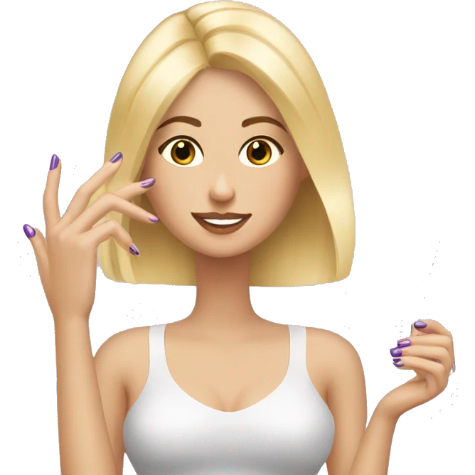 Blonde white girl getting her nails done  emoji