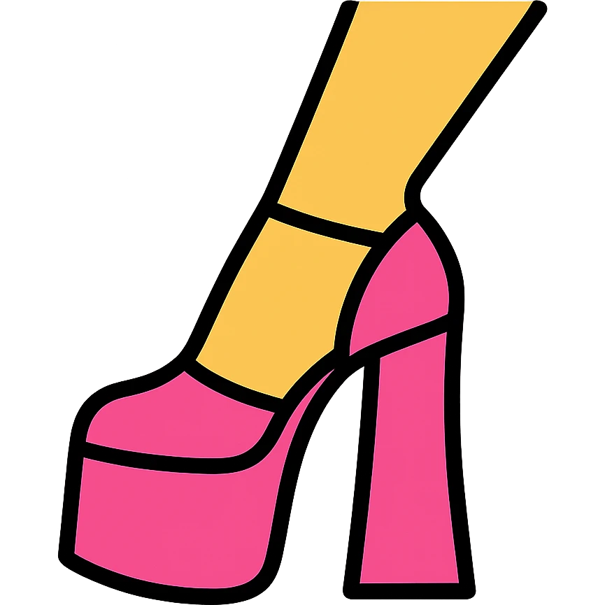 pink platform heel with a leg in stockings emoji