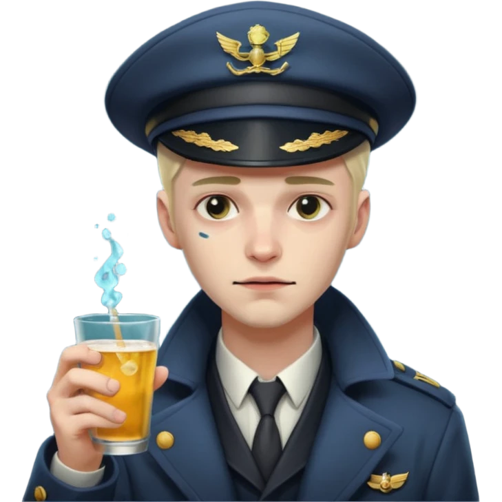 Cyberpunk sea captain with hat man, young, drunk expression emoji