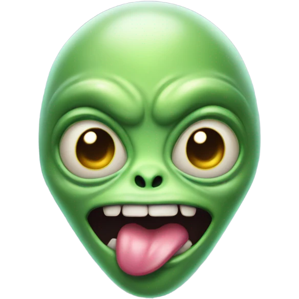 Big headed alien sticking tongue out emoji