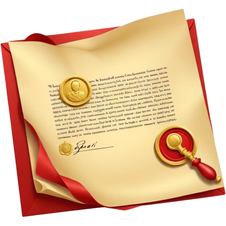 Premium contract golden paper signed sealed emoji