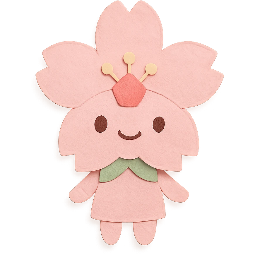chibi sakura blossom, soft pastel colors, full-body, gentle smile, clean lines emoji