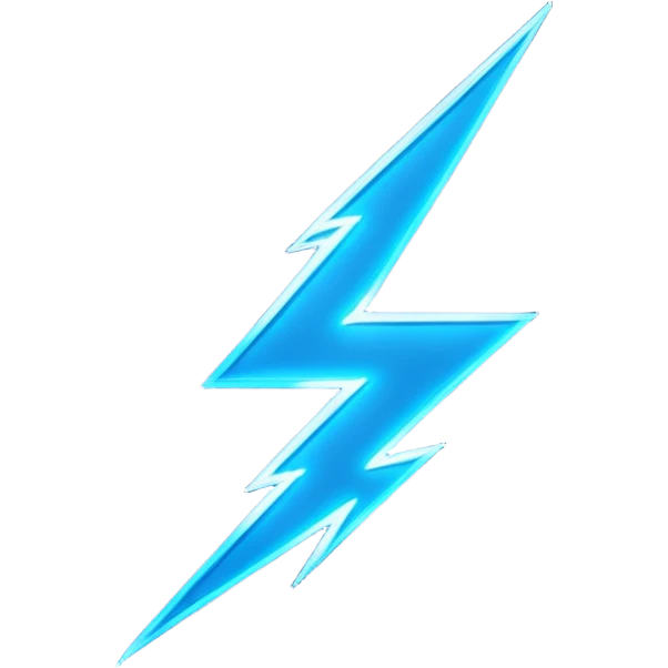 minimalistic 3d blue neon glowing transparent lightning ⚡️✨ emoji