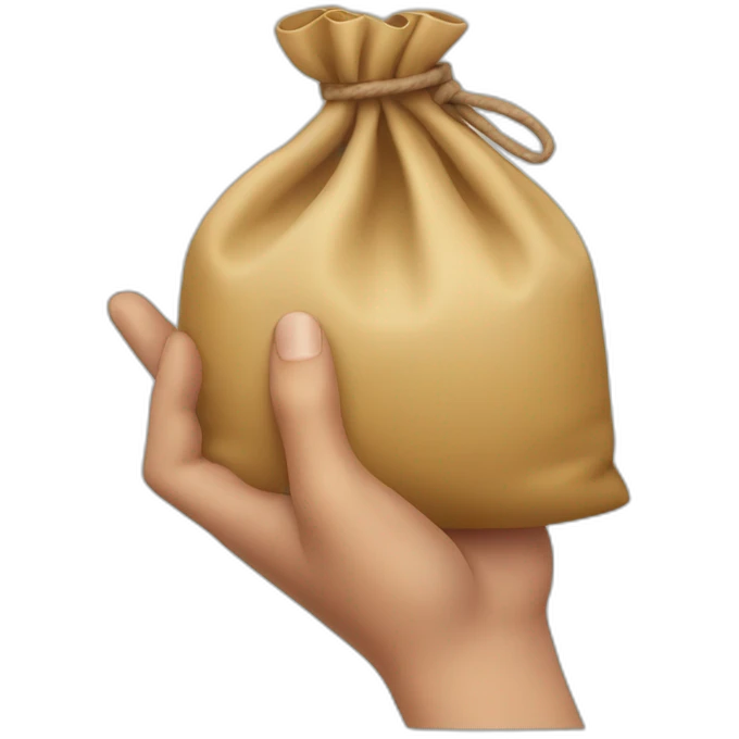 hand holding a bag emoji