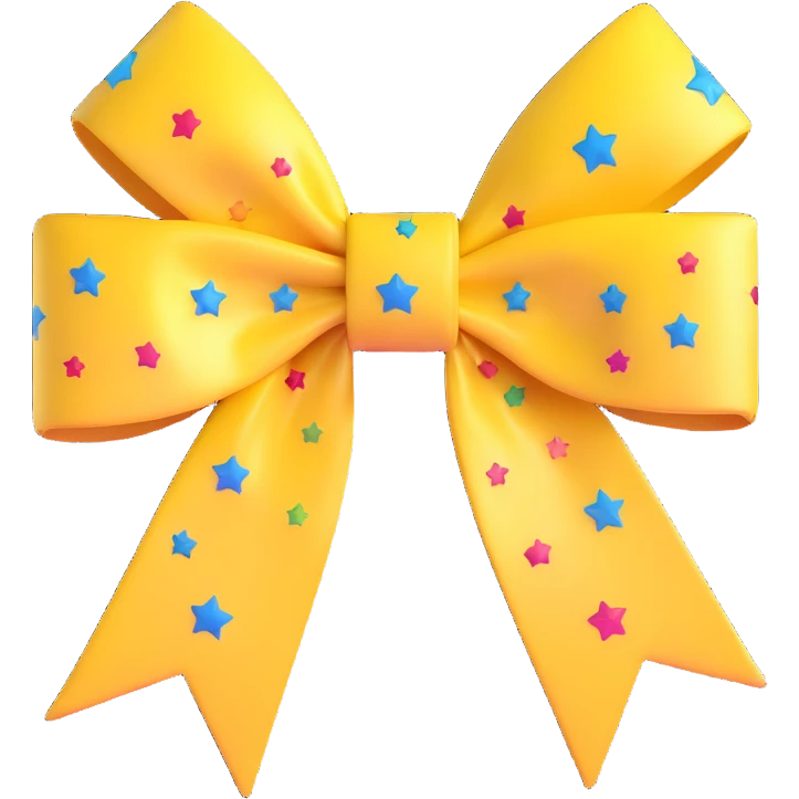 glossy purple bow with star pattern emoji