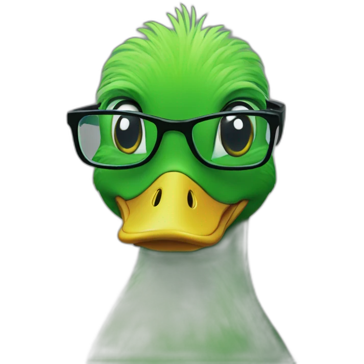 green duck with glasses on emoji