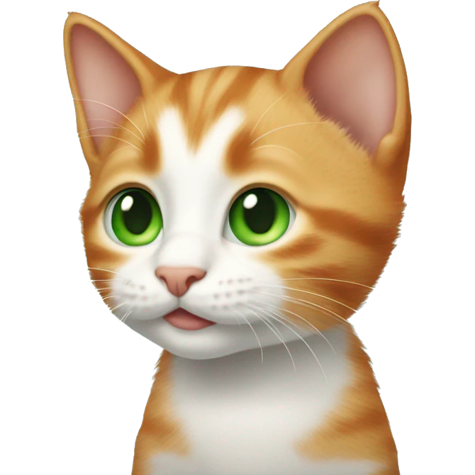 Ginger kitten with green eyes and white face emoji