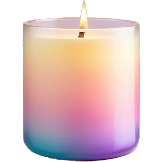 Pastel gradient hue glass jar candle with holder emoji