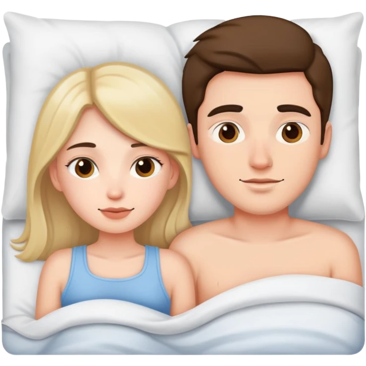 A guy and a girl laying in bed together  emoji