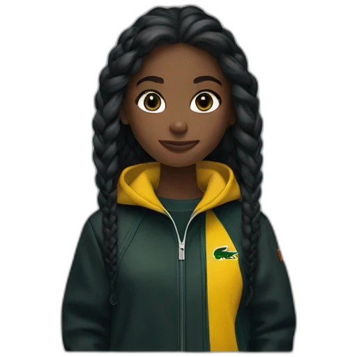 Lacoste bag black girl with long hair with black lacoste windbreaker emoji