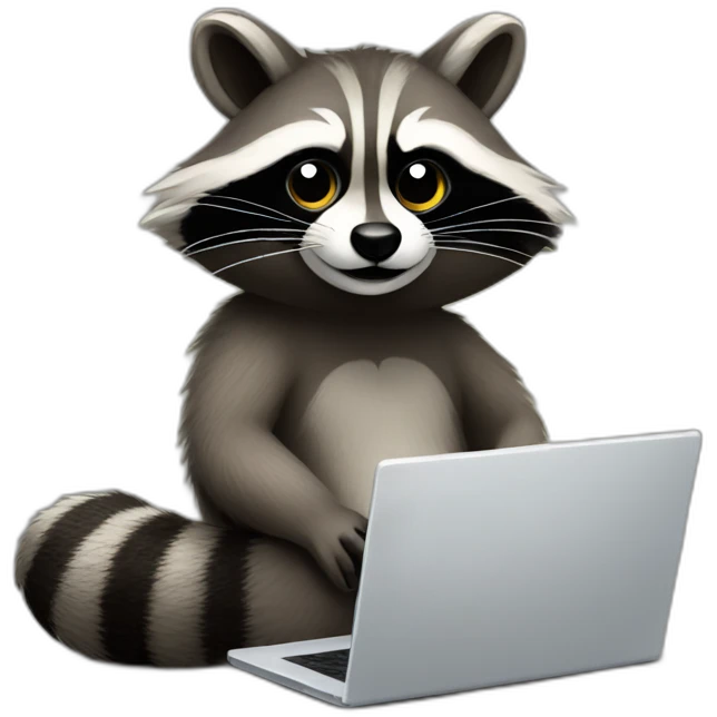 The raccoon is sitting at his laptop emoji