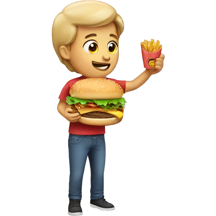 Agenie eating a hamburger emoji