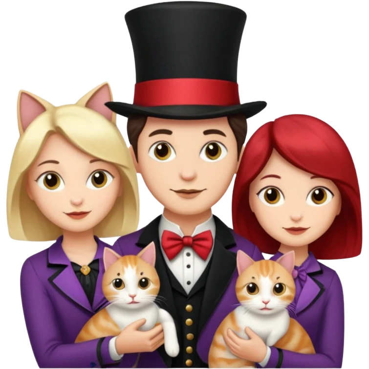 magician couple and their pet cat emoji