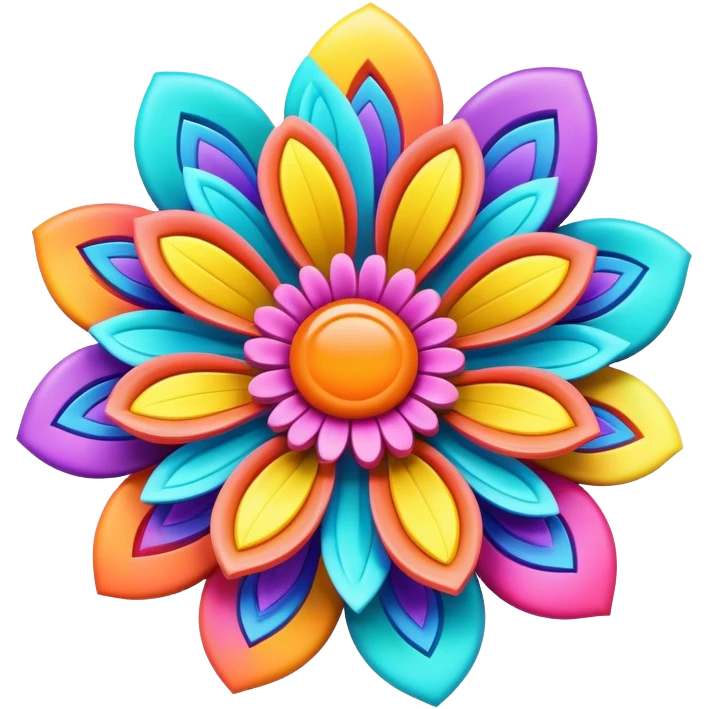 3D, ultra detailed Psychedelic colored flower power sign emoji