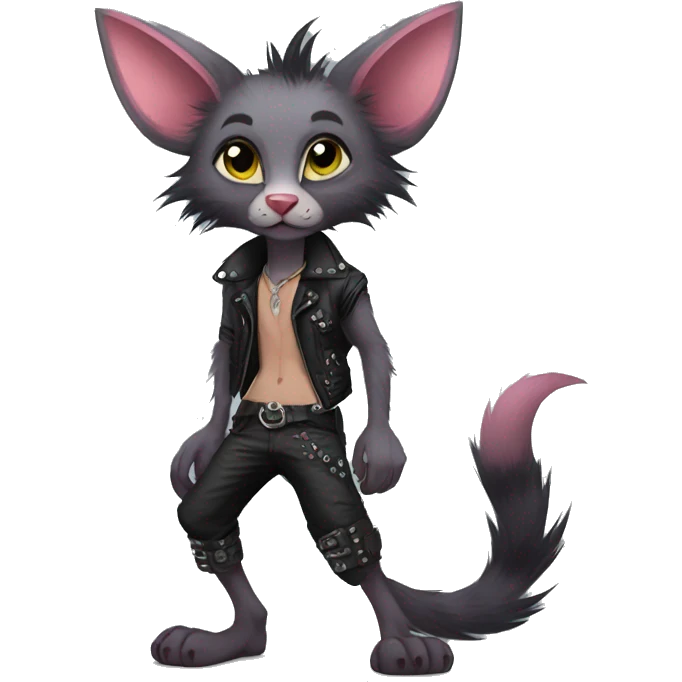 Anthro Punk Lykoi Full body emoji