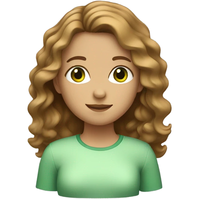 girl with wavy light brown hair, green eyes emoji