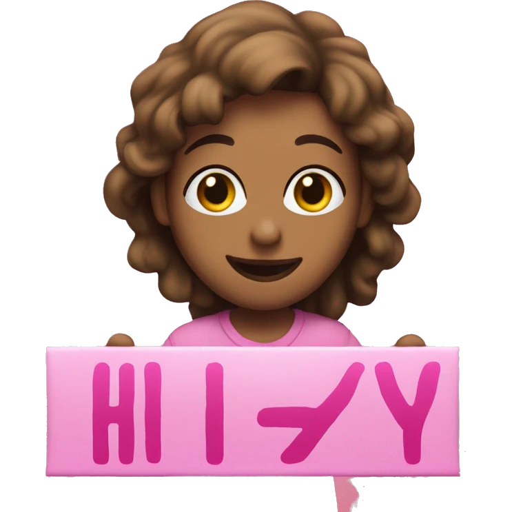 a pink sign that reads “hi izzy”  emoji