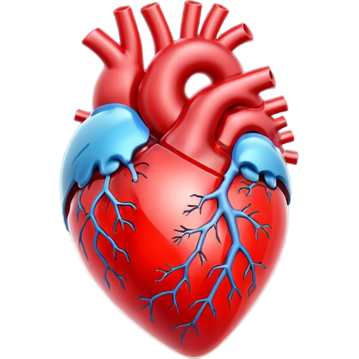 A red 3D glass human heart with a white background. The glass color should also be red and look like a real heart. emoji