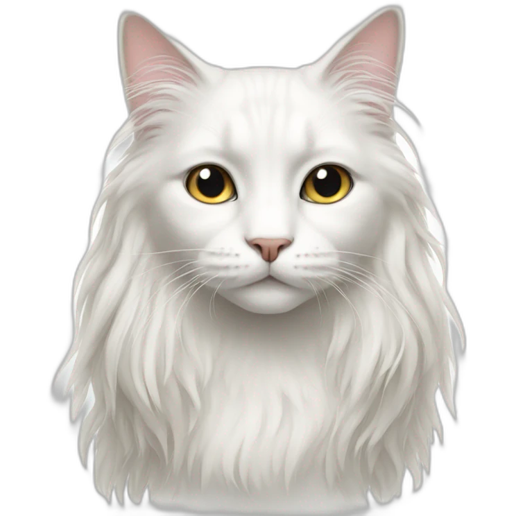 White cat with long hair emoji