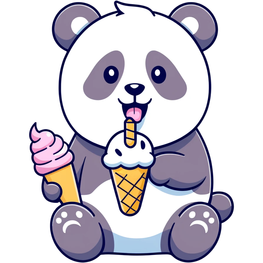 Panda eating ice cream emoji