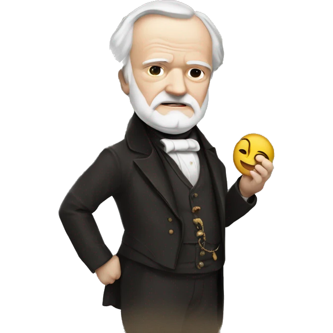 Victor Hugo holds a cathedral in his hands emoji