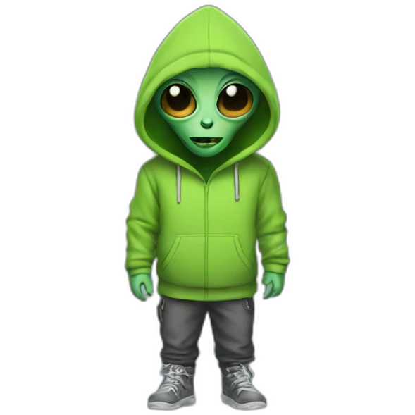 Alien wearing a Hoodie emoji