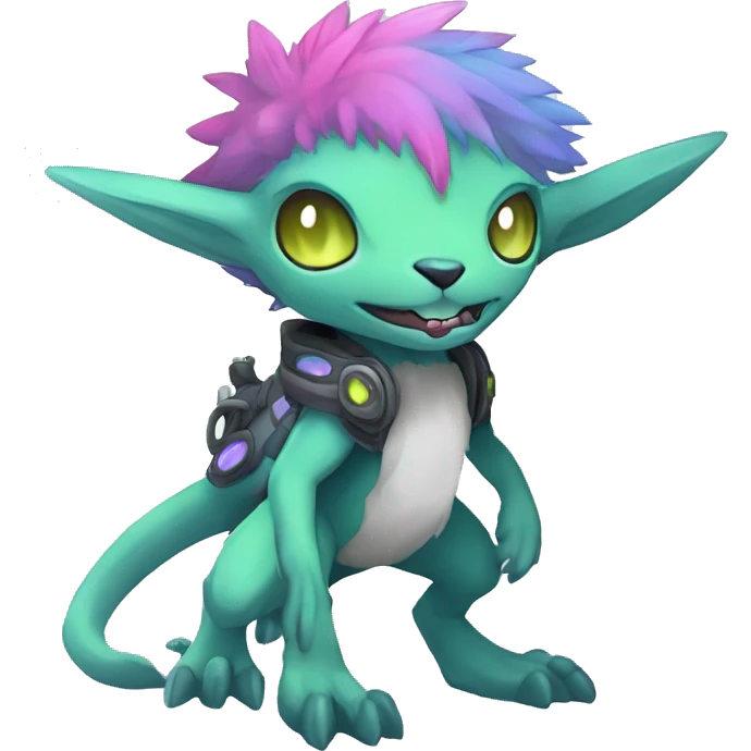 cute cool edgy colorful ethereal alien punk Digimon-Fakemon-animal full body emoji