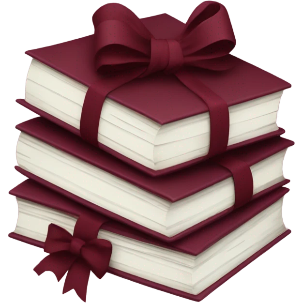 burgundy books stacked up and tied together by a burgundy bow emoji