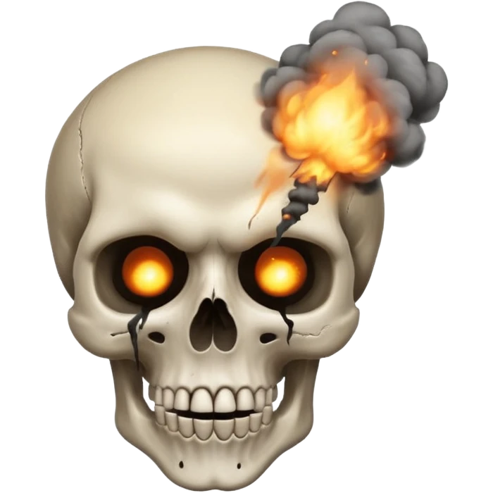Combine this three emojis 💀🤯💨 where the head should be blasted like 2nd emoji and smoke should come out like third emoji and the reaction should be like this emoji 😨 emoji