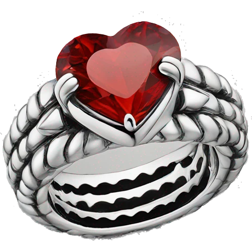 Ring with a red Crystal in a heart form like by Pandora  emoji
