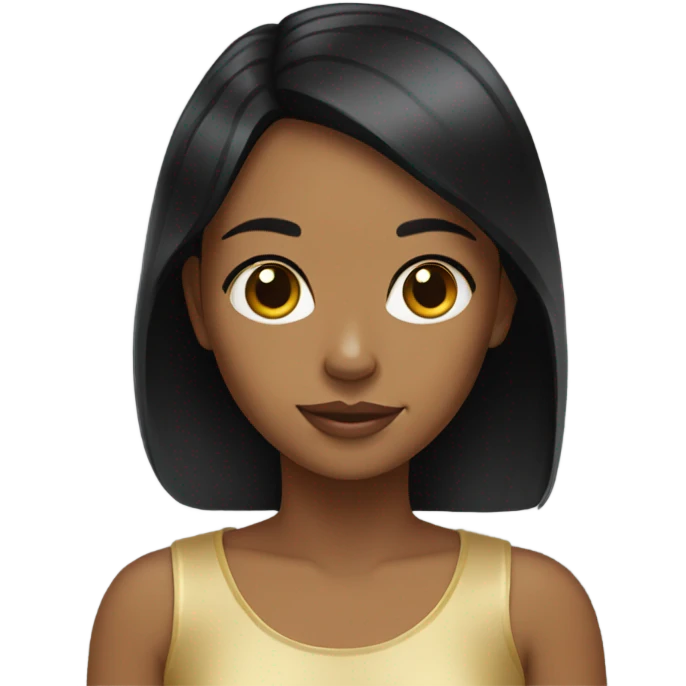 Black-hair girl with gold chihuahua emoji