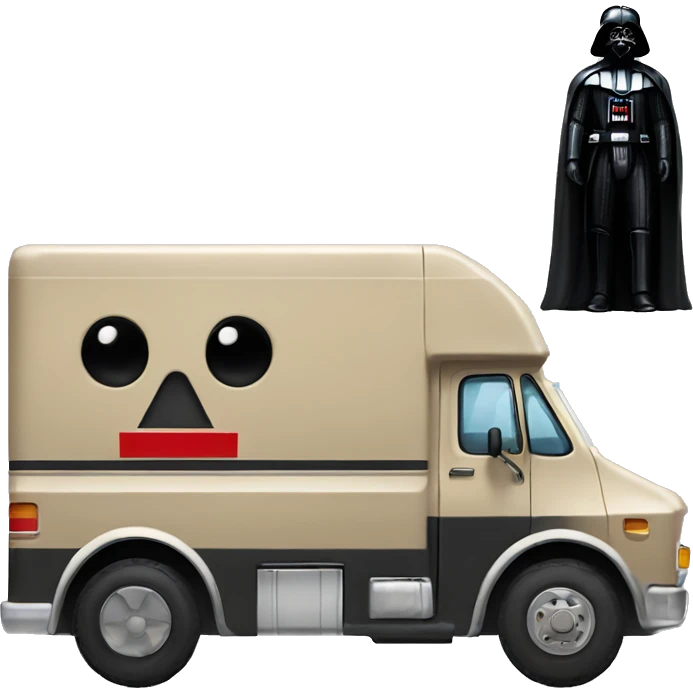 1976 long mail delivery truck Darth Vader emoji