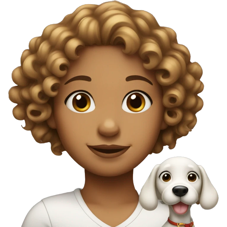 A curly girl with a snoopy  emoji