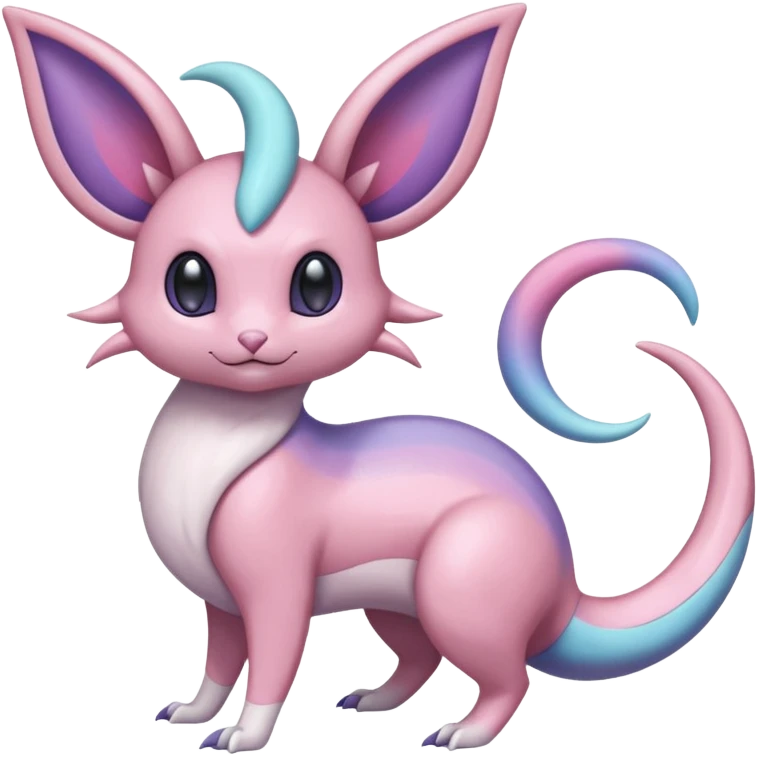 Pastel Colorful Glossy Smooth Soft Shiny Celestial Crescent Lunar Shiny Glossy Lumine Stellar Rattata-Cresselia-Milotic-Sylveon-Lunala-Noibat-Espeon-Purrloin-Fakemon-hybrid-creature (full body) emoji