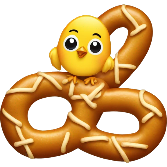 a chick with a pretzel emoji