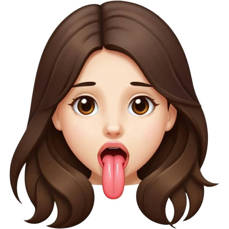 Girl sticking out tongue brunette long hair emoji