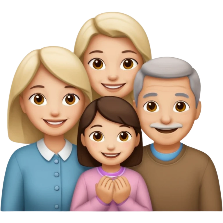mama, papa niña y gata emoji