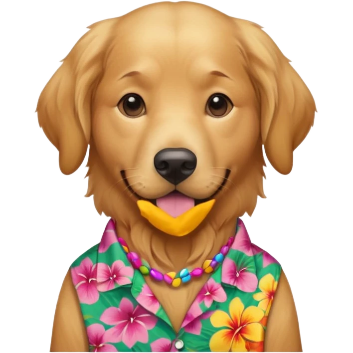 Goldern Dog – wearing colorful aloha shirt emoji